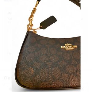 Coach Signature Brown and Gold Shoulder Bag